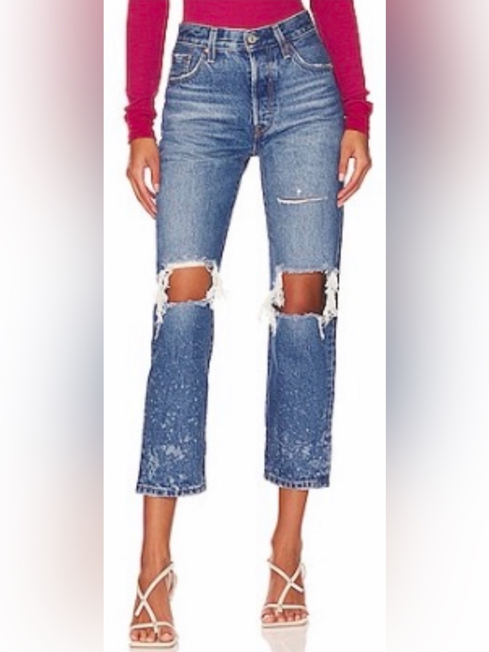 Like New Levi’s 501 Premium Distressed Jeans, W23 L26 (cropped)
